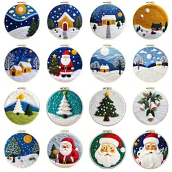 SDOYUNO-Felting Kits For Beginners,Christmas,Embroidery Frame,Crafts Supplies Adults,Handicraft Felt,Needle Kits,Wool Burlap Set