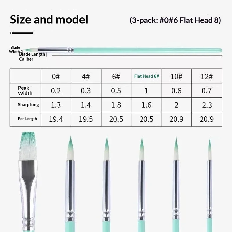 6 Pcs Set Nylon Hair Watercolor Acrylic Painting Brush Gouache Digital Oil Paint Brush Art Drawing Tracing Pen Art Supplies