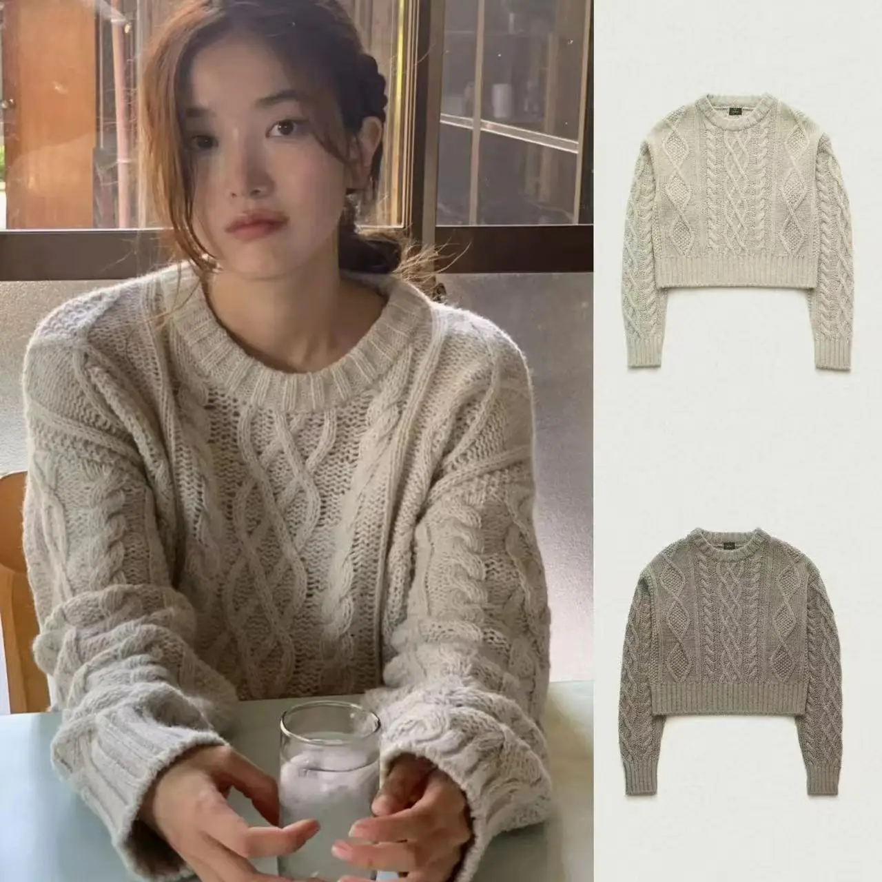 TheBarnet ort محبوك سترة المرأة الجولة Ne Long Sve الخريف الشتاء Faion ريترو Sle تخفيف Sle اللون #1