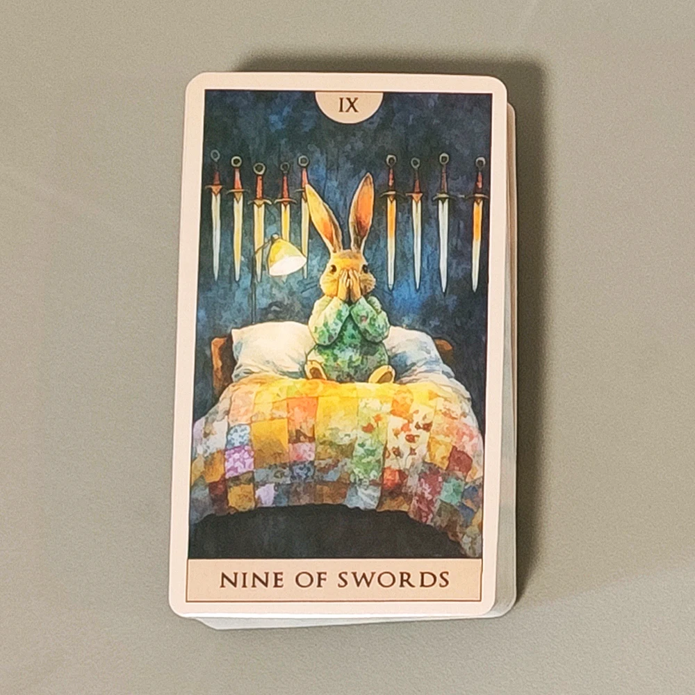 Mazzo di tarocchi di coniglio 78 carte ad acquerello Carte di divinazione carine 10,3 * 6 cm Stile Rider Waite