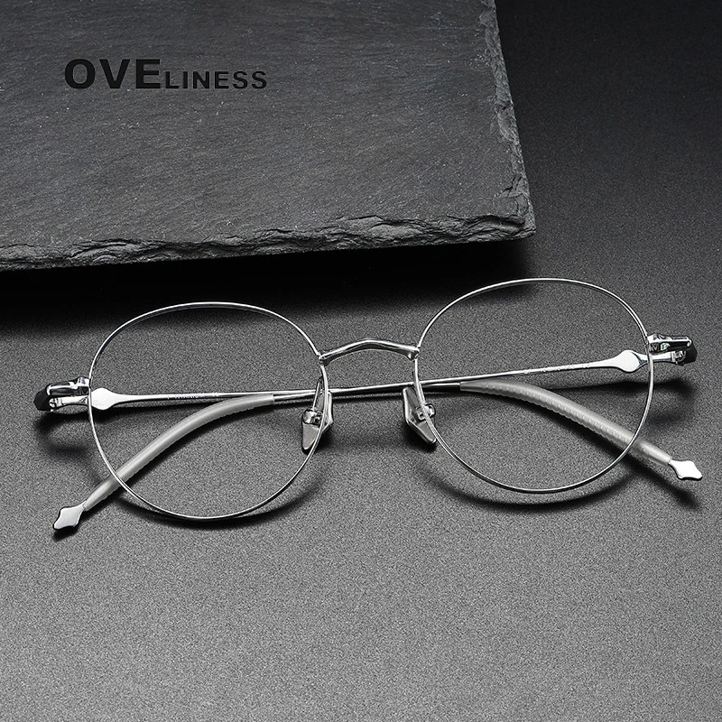 Pure titanium Glasses Frame men Women Ultralight Vintage Round Prescription Eyeglasses male Retro Myopia Optical Frames Eyewear