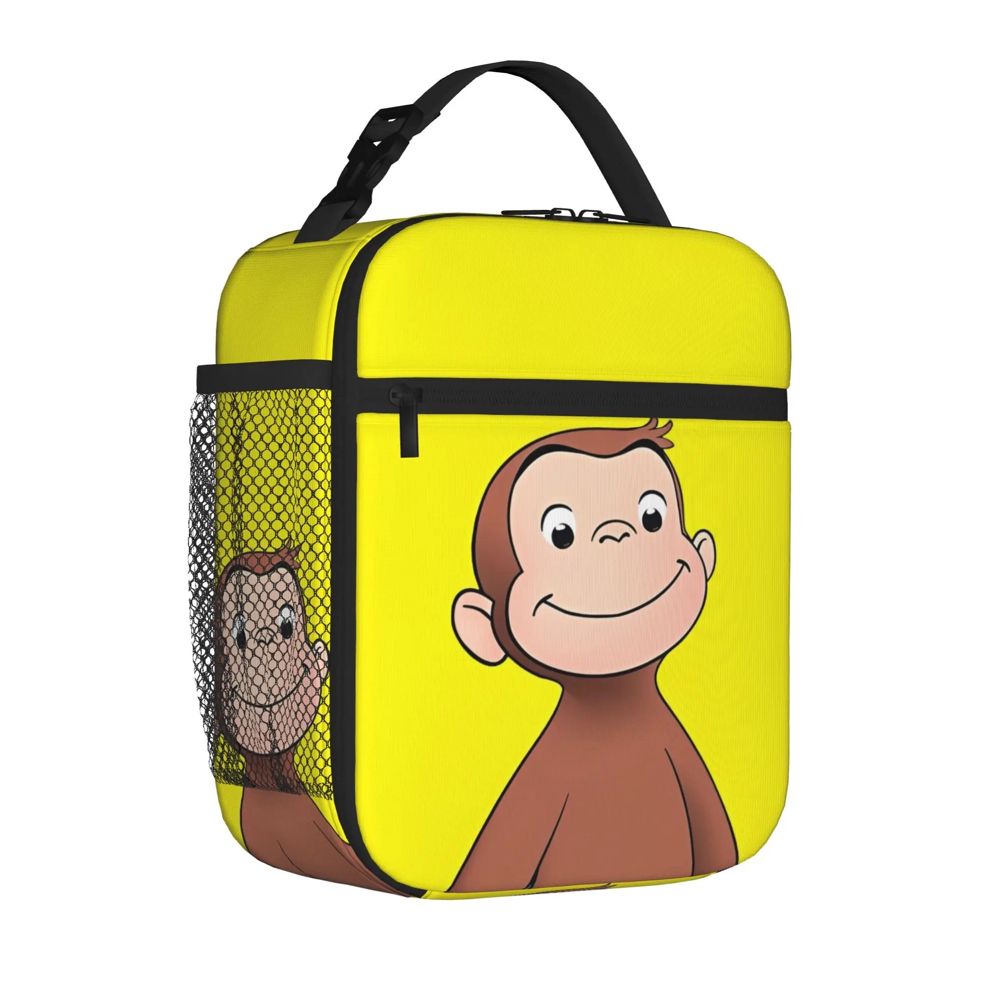 Curious Monkey Georges Cartoon Insulated Lunch Tote Bag School Office TV Series Lightweight Thermal Cooler Washable Bento Bags
