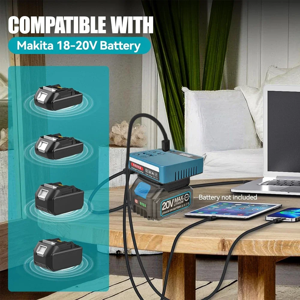 120W DC A AC Inverter DC 18V-21V A AC 220V Multifunzione Intelligente Batteria Al Litio Inverter Esterno per Makita 18v Batteria