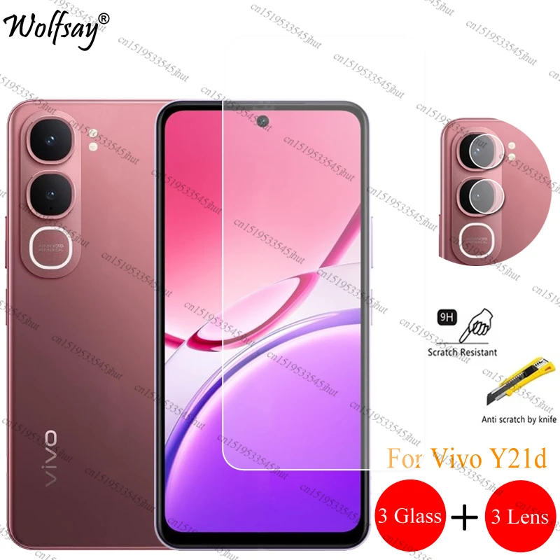 

Защитная пленка для объектива камеры для Vivo Y21d Защитная пленка для экрана Vivo Y21d с полным клеем, прозрачное переднее стекло для Vivo Y21d, стекло 6,68 дюйма