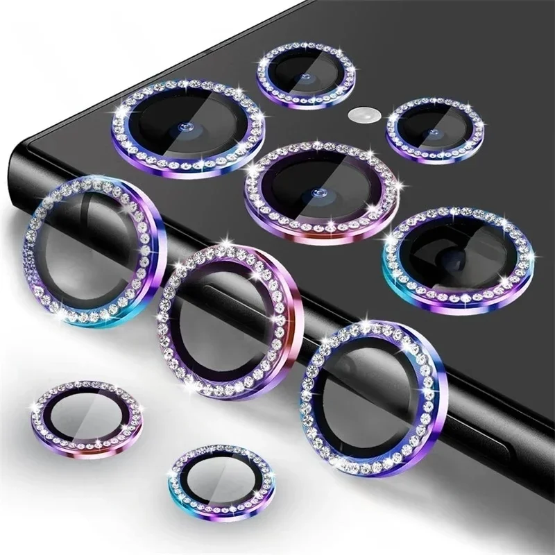 

Bling 3D Diamond Metal Camera Ring Protector For Samsung S25Ultra S24Ultra S22 S23Ultra 5G HD Tempered Glass Alloy Lens Cap