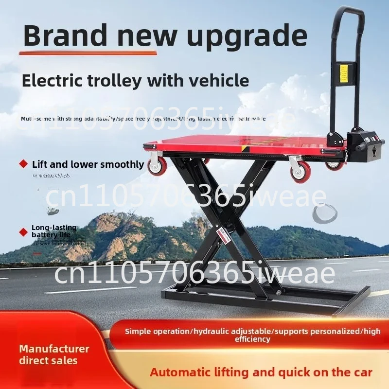 Electro-hydraulic Scissor Lift Table: Small Portable Lift Trolley with Flatbed Truck Design