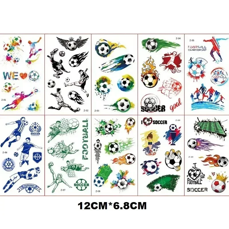 10PCS Temporary Tattoos Football Soccer Fan Fake Tattoo Sticker Temporary Tattoo Sticker Sleeves Waterproof Man WS002