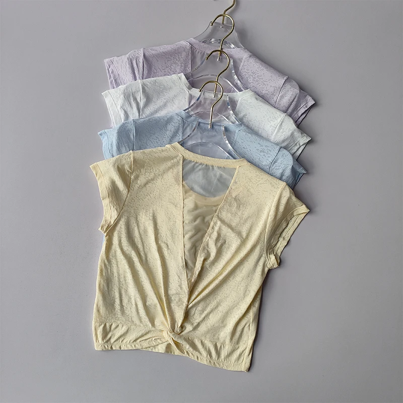 Women's Cropped Mesh Workout Top, See-Through Racerback Cover Up Shirt, Breathable Summer Yoga Running Tee