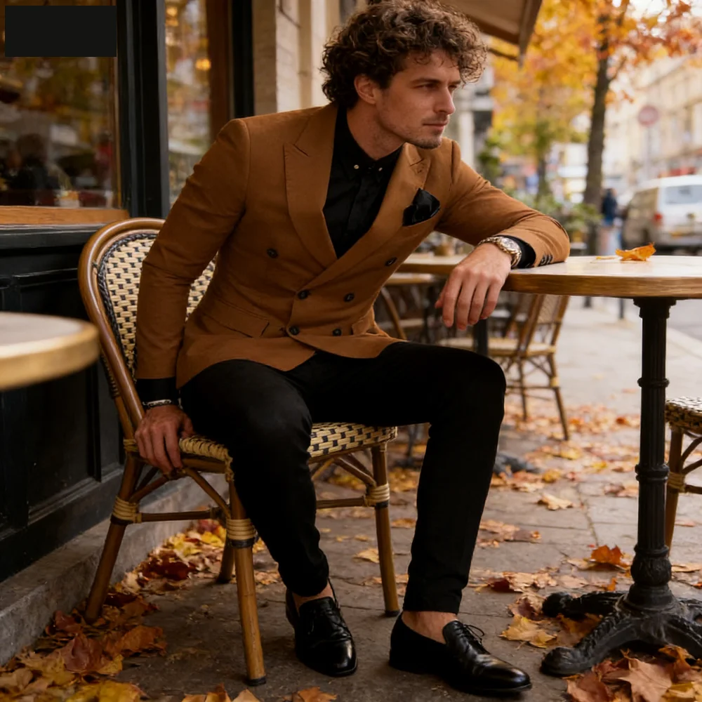 

Высококачественный мужской костюм-двойка Slim Fit с пиджаком с вырезанными лацканами и брюками для свадеб, торжественных мероприятий и деловых встреч