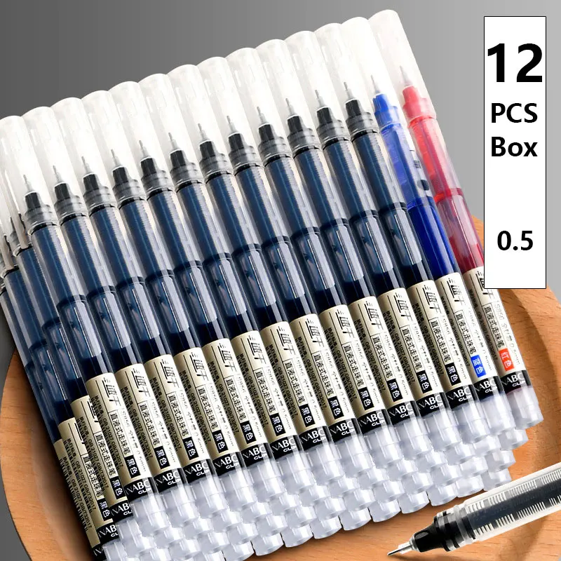 

12 PCS Pack Gel Pen 0.5 mm Large Capacity School Office Ballpoint Pen Black Blue Red Sign Pen Cute Koren Stationery Supplies