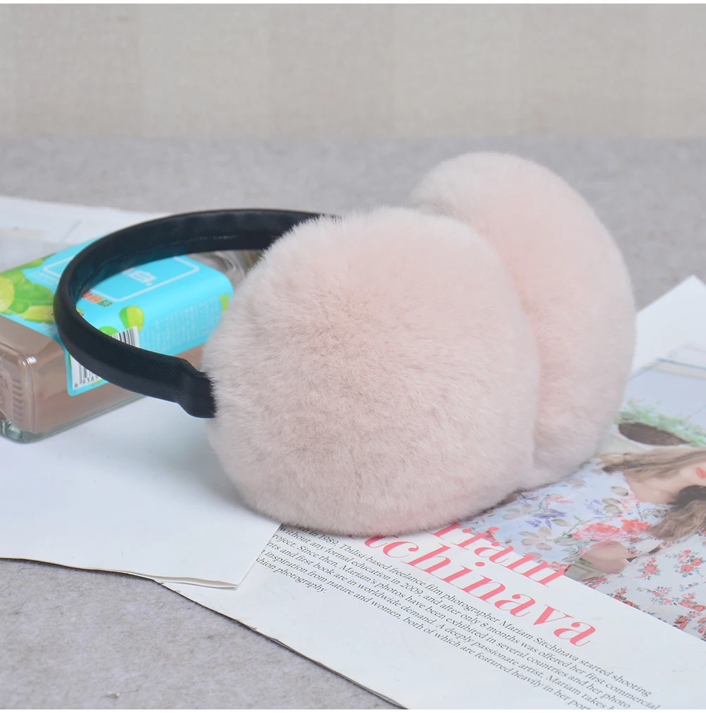 Rex Rabbit Fur Hang Ear Cover Warm Winter Earmuffs Headwear Ear Muffs Fur Earmuffs Cold Ear Warmer Fold Ear Protection Headband