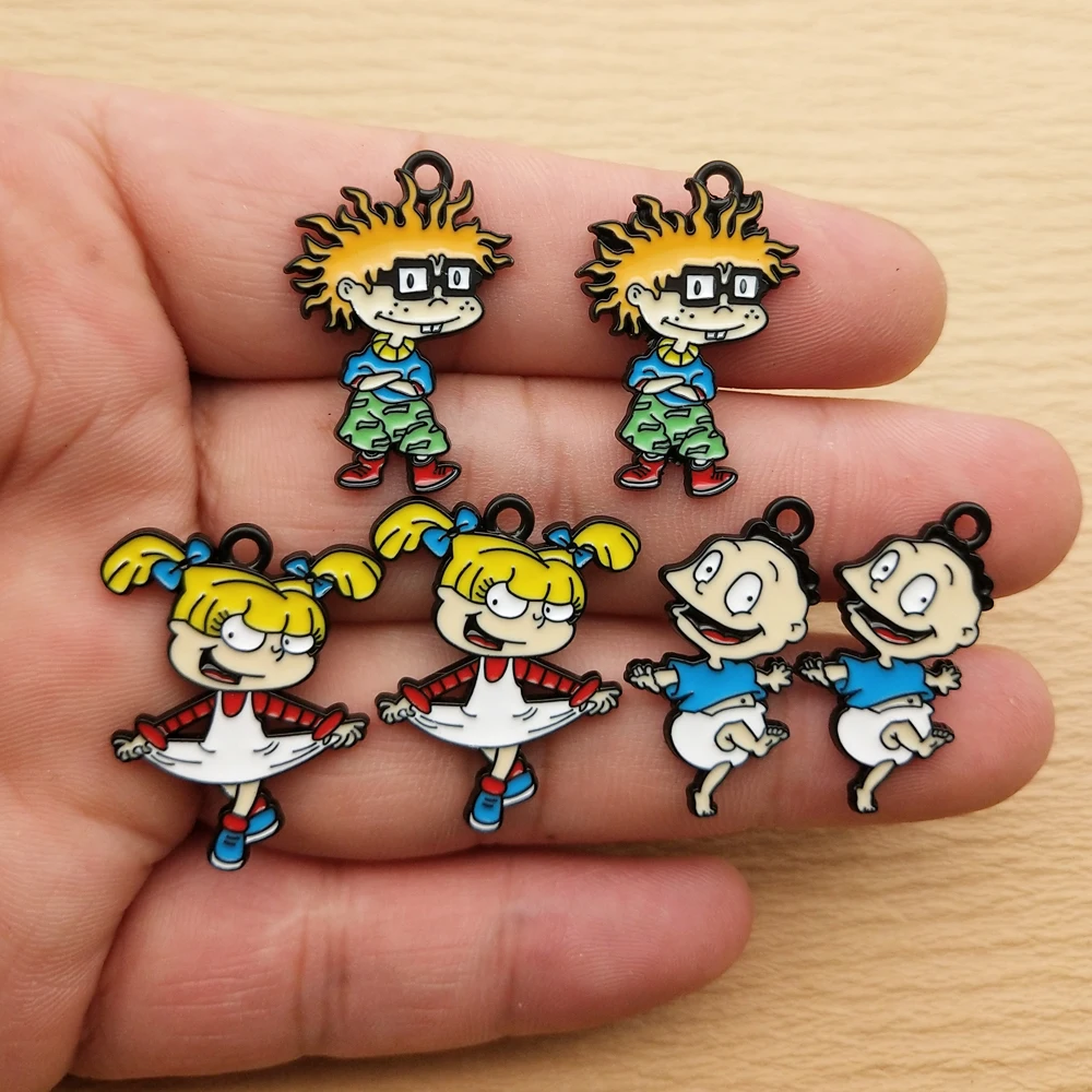 10pcs Cartoon Anime Charm for Jewelry Making Enamel Necklace Bracelet Pendant Diy Accessories Making Alloy Metal Black Plated