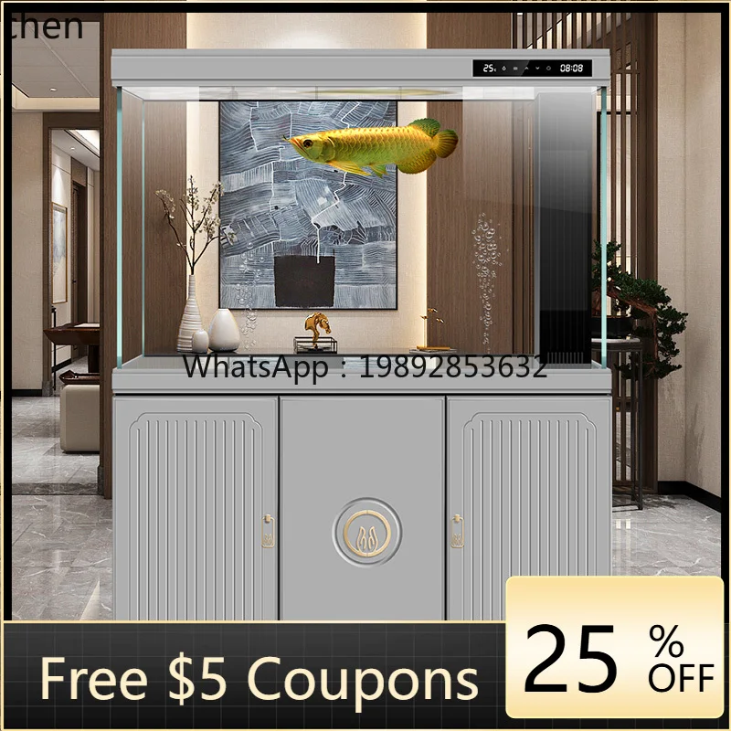 

YGG fish tank ultra-white glass ecological aquarium living room medium and large water-free bottom filter arowana tank