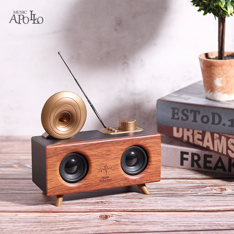

EnvyTiner Retro Bluetooth Speaker Wireless Dual Speakers Subwoofer Portable Radio Small Speaker