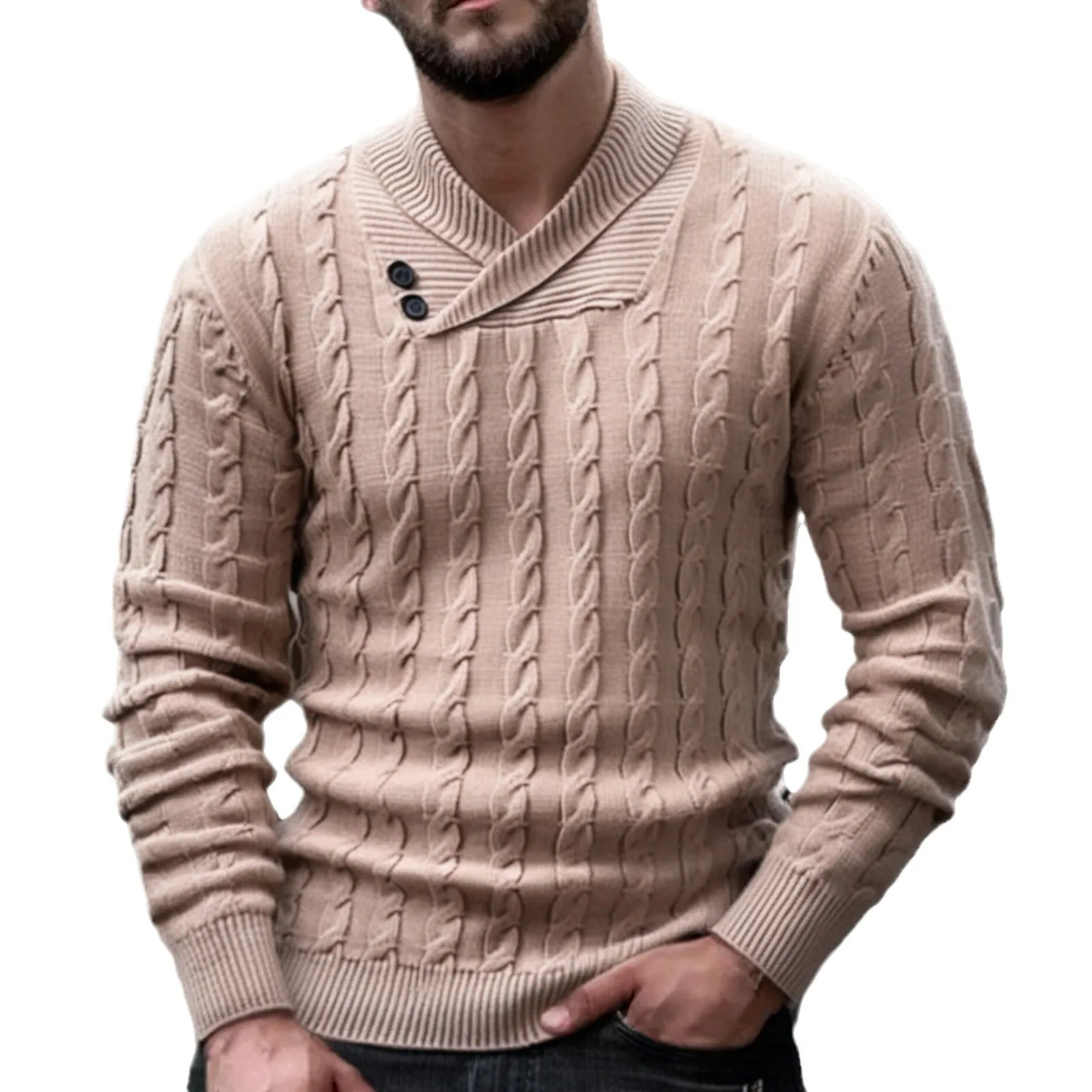 2025 Primavera Autunno Nuovi Uomini di Modo di Colore Solido Casual Alla Moda Manica Lunga Gira-giù il Collare Pullover Maglioni Abiti Maschili Magliette E Camicette