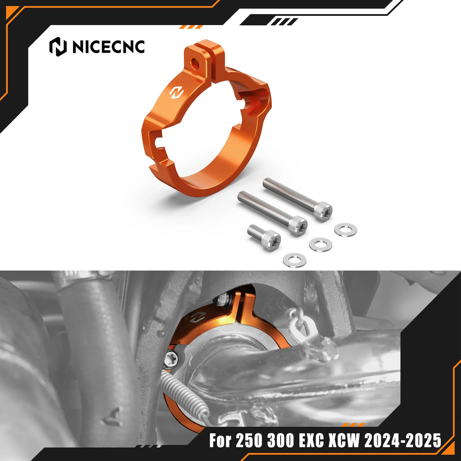 For KTM 2024-2025 EXC 300 EXC 250 XCW 300 250 Exhaust Flange Clamp Guard For Husqvarna TE 300 TE 250 TX300 For GasGas EC 300 250