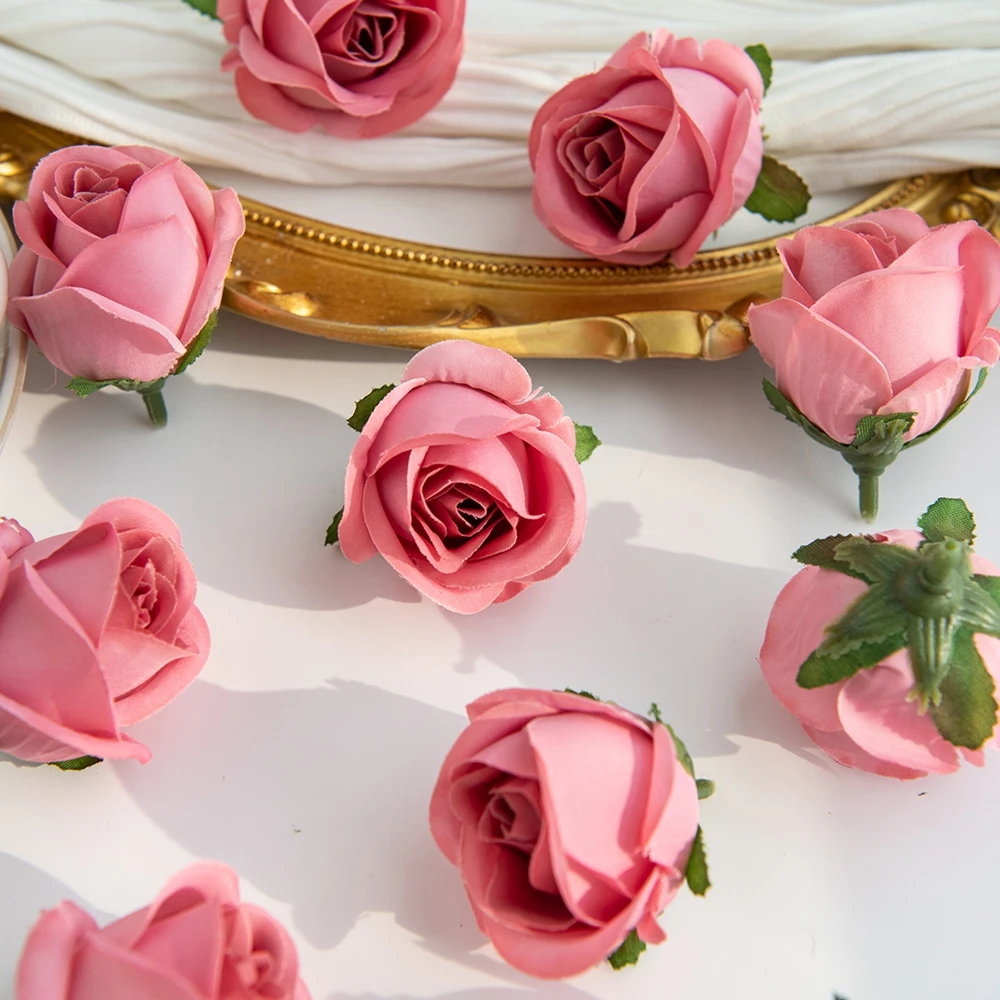 30/60 stuks Kunstbloemen Zijden Rozen Hoofd Bloemstukken Bruiloft Jurk Decoratie Festival DIY Cadeaus Snoepdoos Knutselwerk Haaraccessoires
