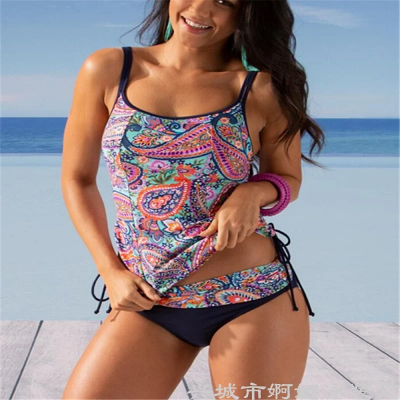 

New two-piece swimsuit High-waisted ethnic print bikinibikiniHigh Waist