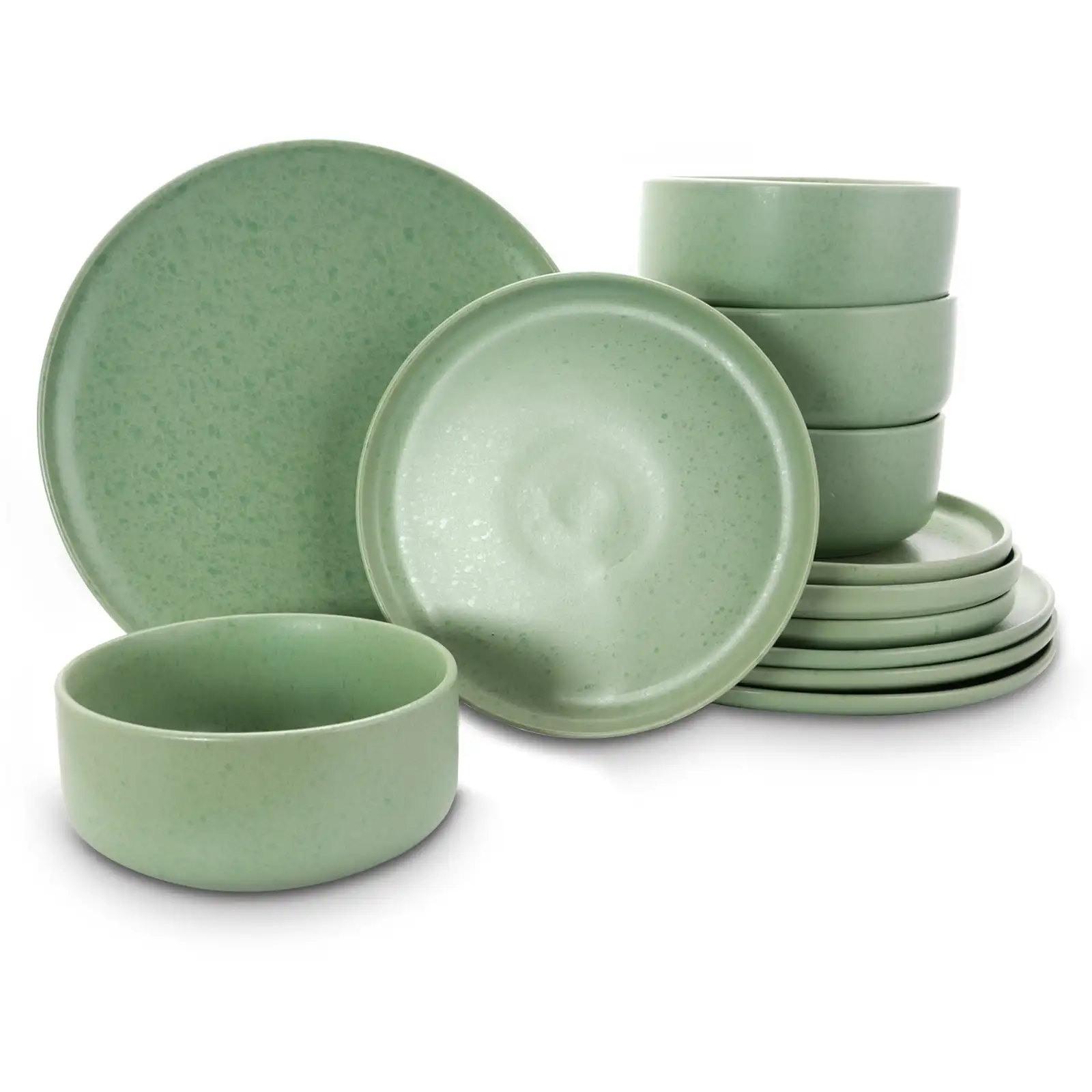 

Gibson Rocky Shore 12 Piece Stoneware Dinnerware Set in Matte Mint