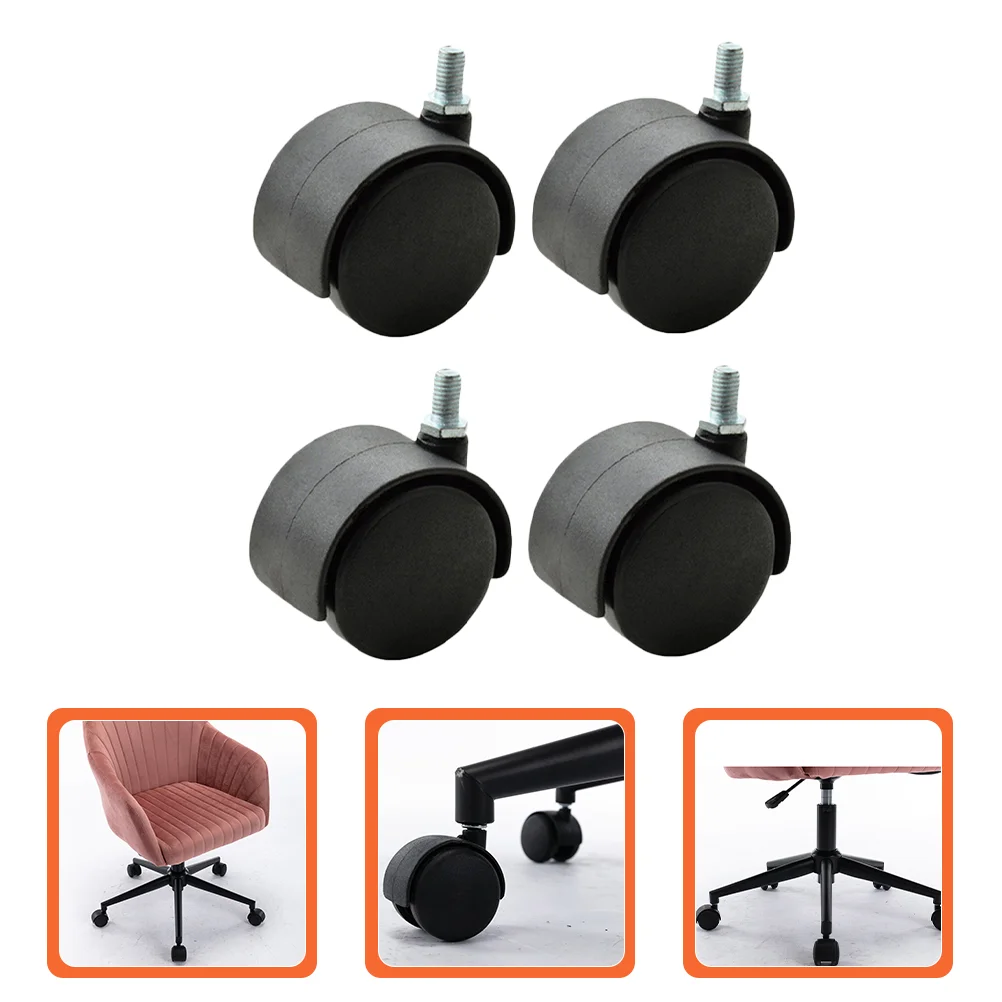 

4 Pcs 1.5 Inch M8 Thread Swivel Casters Heavy Duty Plastic Office Chair Wheels Furniture Caster Replacement Smooth Quiet 360