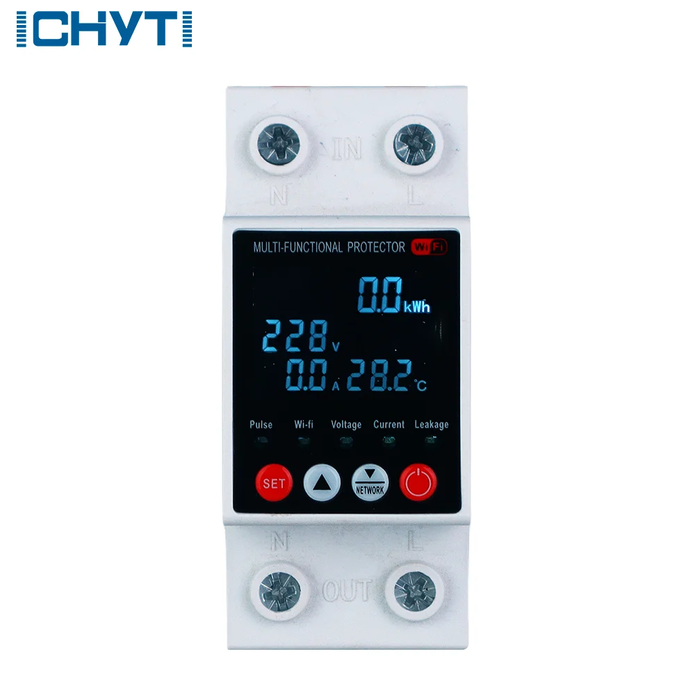 Pelindung Tegangan Lebih/Rendah dan Kebocoran Arus Tanah CHVP-63 Wifi Smart History Circuit