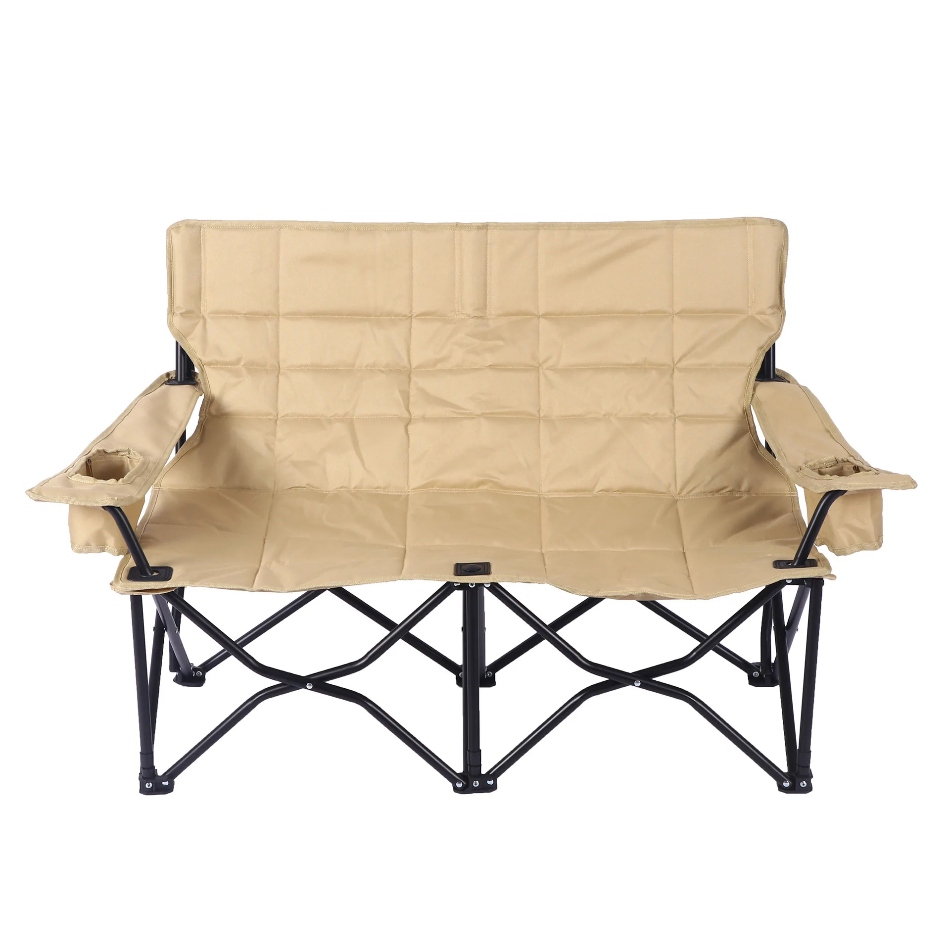

Outdoor leisure camping folding double moon chair, portable sofa backrest courtyard couple folding chair