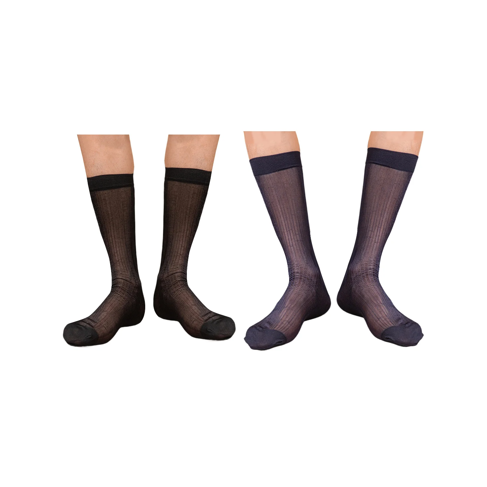calcetines-formales-largos-de-seda-brillante-a-rayas-para-hombre-combinacion-de-negro-y-azul-marino