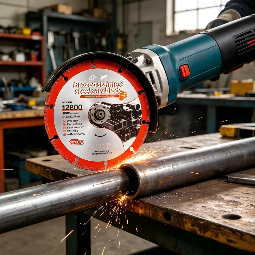 105/115/125MM Diamond Brazed Stainless Steel Cutting Saw Blade, Wet & Dry Multi-Purpose Cut-off Disc for Metal/Stone/Tile/Brick