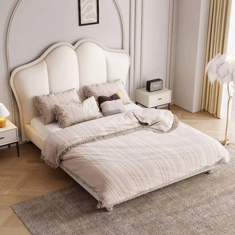 

Minimalist Decoration Double Bed Luxury Design White Modern Double Bed Storage Wooden Cama Matrimonial Furniture For Home