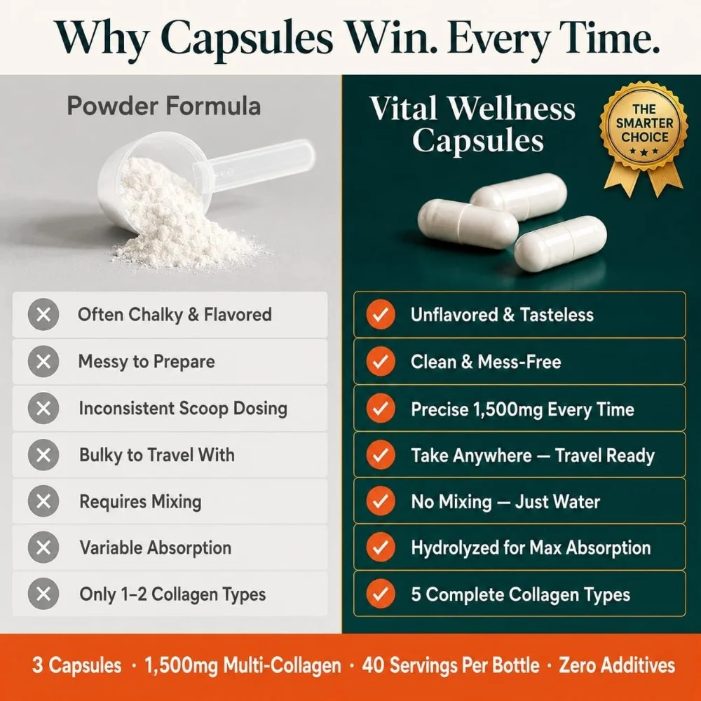 Hydrolyzed Collagen Peptide Complex Capsules 2250mg - Skin, Hair, Joint, and Nail Health Support