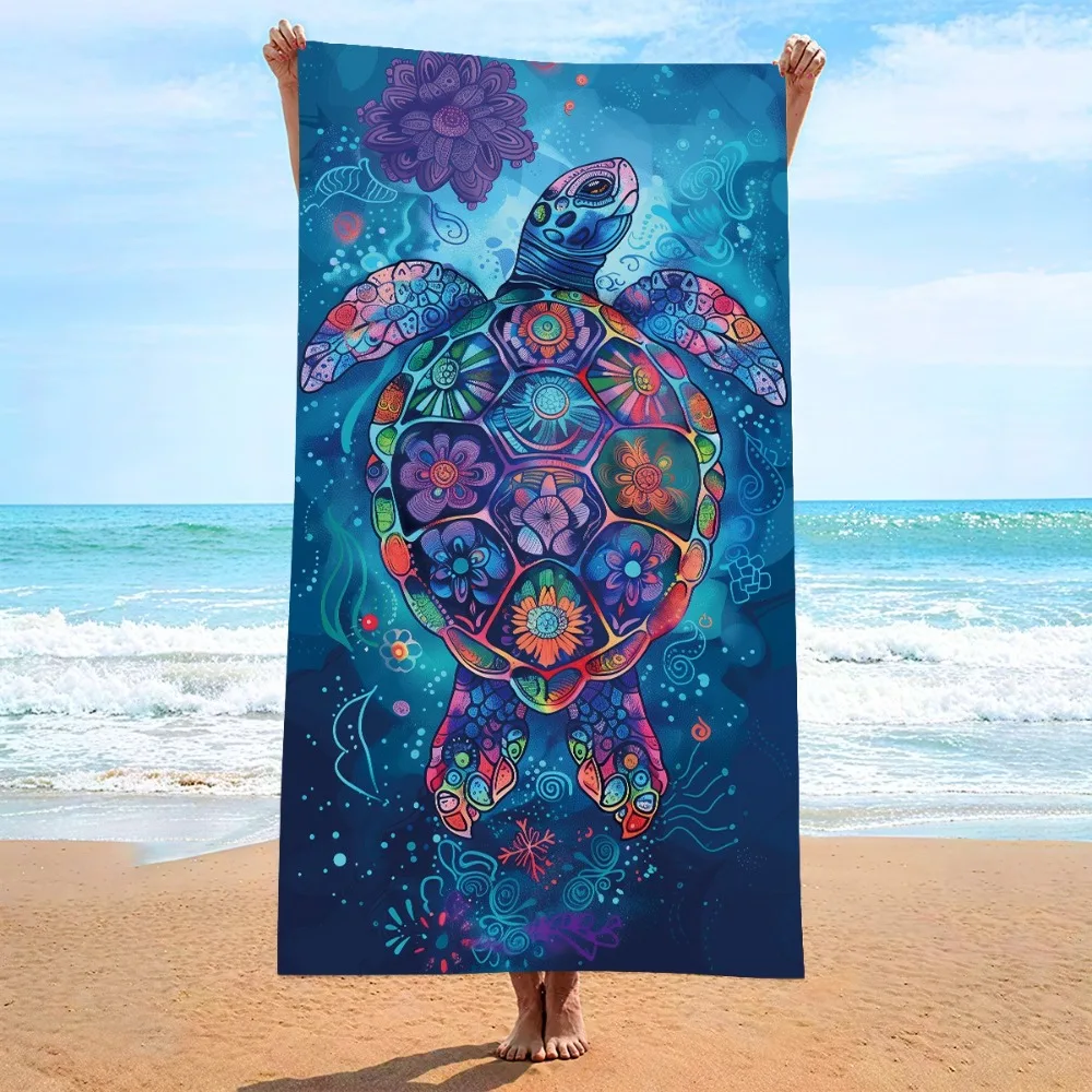 

Colorful Sea Turtle Beach Towel 39x71inch Bath Towel Yoga Blanket Camping Picnic Blanket Microfiber Quick-dry Beach Blanket