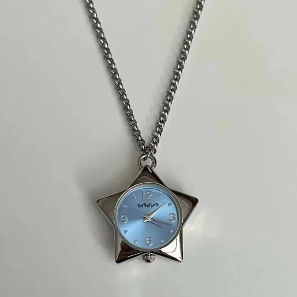 Heart-shaped Star Pocket Necklace Flexible Length Zinc Alloy Y2K Necklace Bag Charms Vintage Clock Pendant Jewelry Accessory
