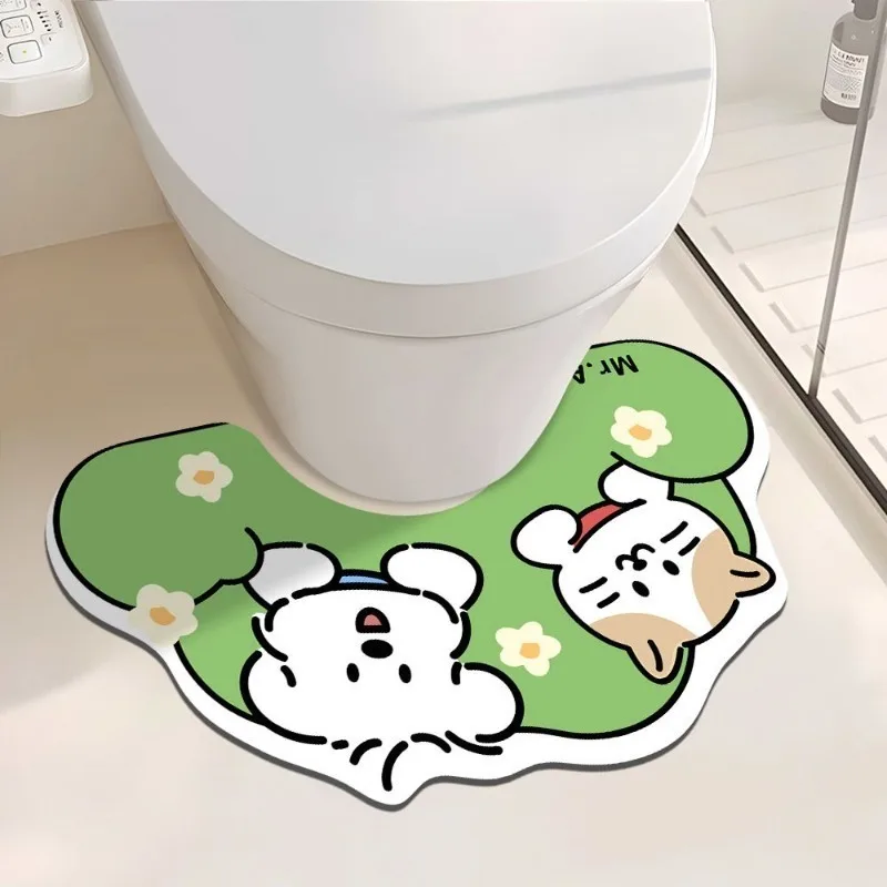 Bathroom Toilet, Dachshund Dog Floor Mat, Cartoon Curved Water-absorbing and Dirt-resistant Foot Pad, Quick-drying