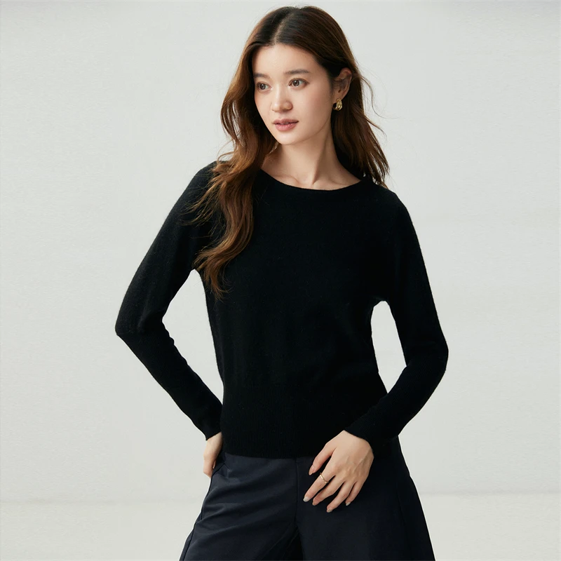 Autumn Winter Women's 100% Cashmere Pullover Sweater Boat Neck Soft Plush Fine Knit cloud soft minimalist Long Sleeve Knit Top