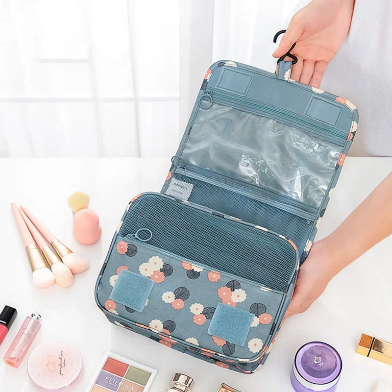 

Polyester Hook Cosmetic Bag Women Makeup Bag High Capacity Toiletry Pouch Travel Make Up Organizer Waterproof Beauty Bag Mirror