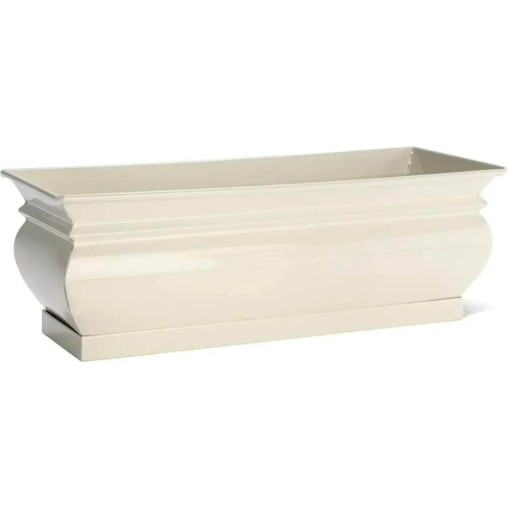 

Indoor Outdoor Succulent Planters with Drainage, White Window Sill Box for Large Plants, Ivory