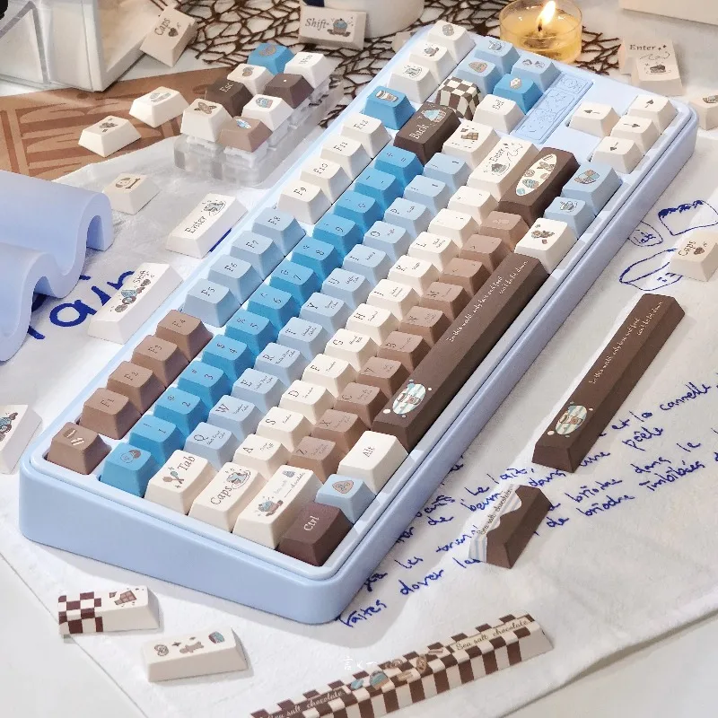 Sea Salt Chocolate Theme Keycaps Set Customized Cherry Profile PBT Sublimation Keyboard Cap for Mechanical Keyboard Accessories