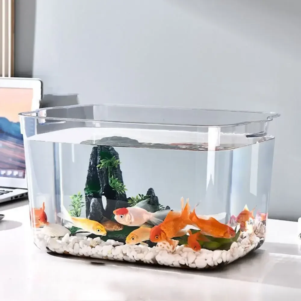 Fall Prevention Explosion-proof Plastic Fish Tank Transparent Water Plant Tank Mobile Small Fish Tank PET Fish Tanks