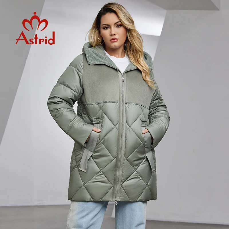 Astrid Women\'s Winter Jacket 2023 Plus Size Women Parka Long Bio Down Jackets Stitching Design Thick Fleece Hooded Quilted Coat