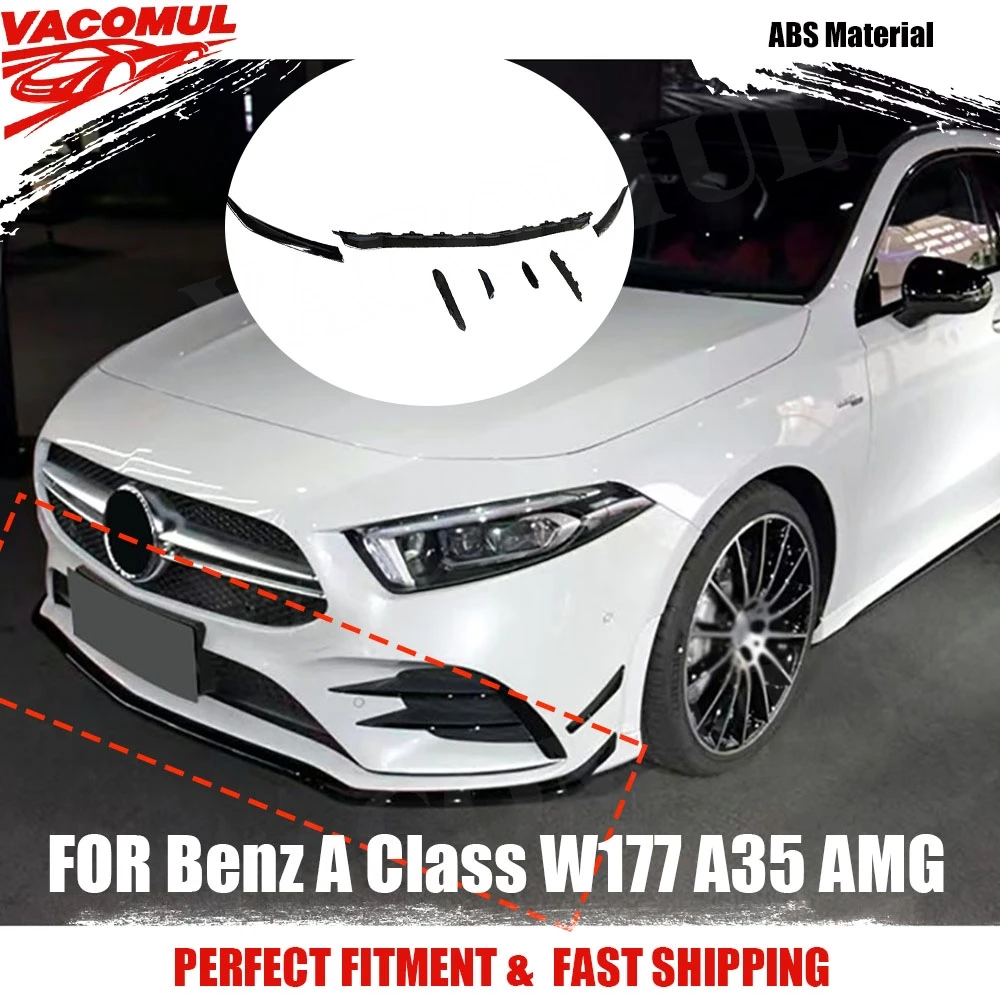 

VACOMUL For Mercedes Benz A Class W177 A35 AMG 2019-2022 Sedan Gloss Front Bumper Lip With Side Trims Bodykit