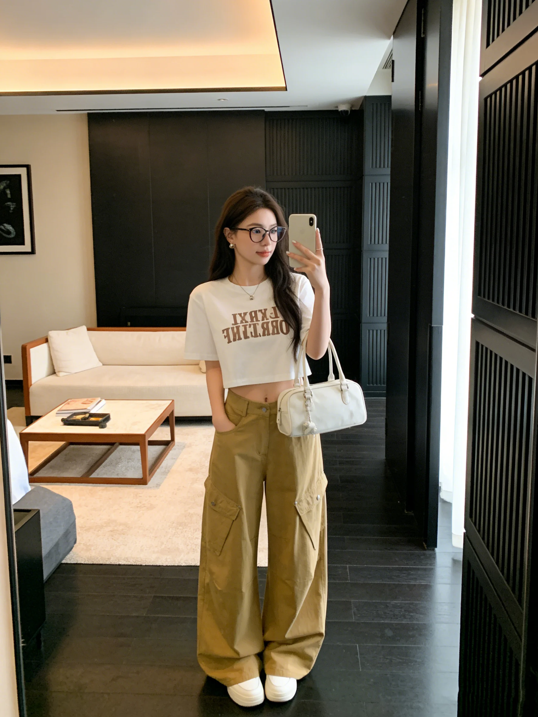 

Ретро-брюки цвета хаки, свободные повседневные брюки, женские брюки с широкими штанинами на пуговицах, длиной в пол, с высокой талией, стройнящие