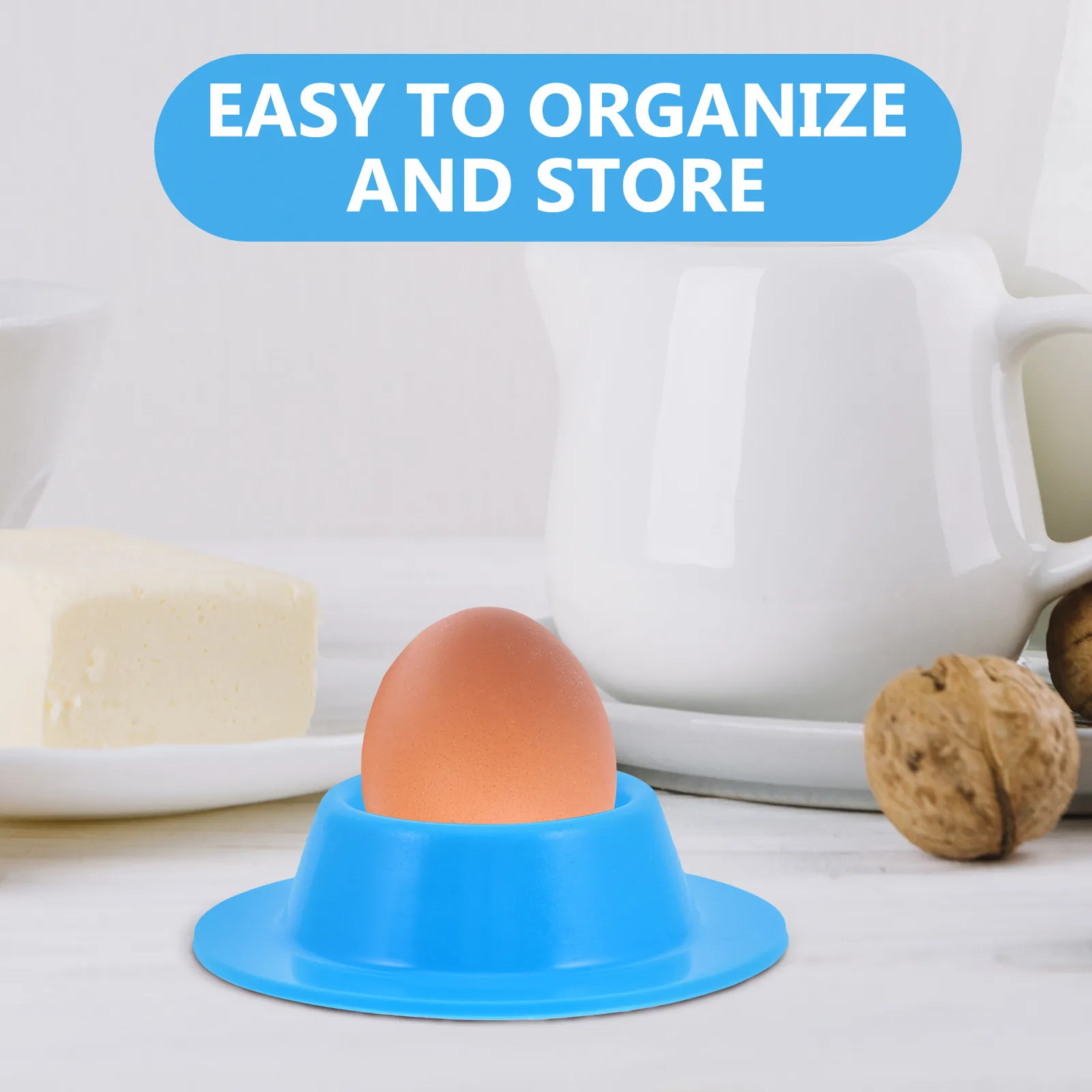 Silicone Egg Holder Stand Countertop Organizer Tray for Fresh Hard Boiled Soft Boiled Eggs Kitchen Gadget Heat Resistant Drop