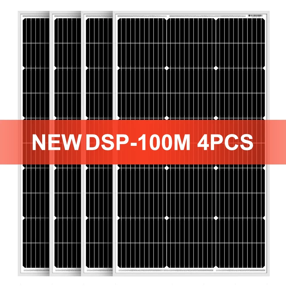 Dokio Waterdichte Rigide Monokristallijne Zonnepaneelset (100W/200W/400W) met Controller - voor Thuis & 12V Autoaccu Opladen