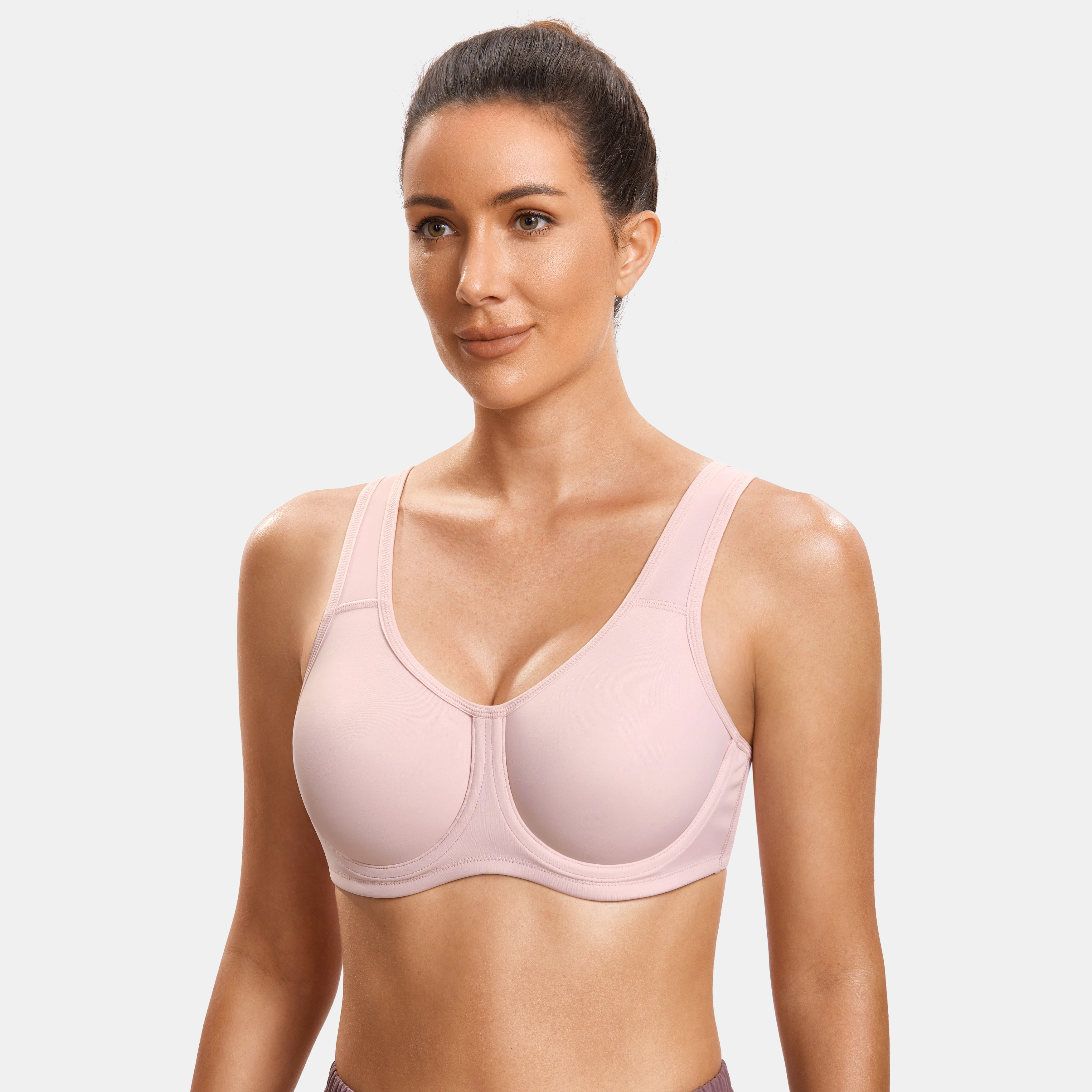 SYROKAN-Sujetador deportivo con aros para mujer, ropa interior femenina con Control máximo, de talla grande con correas ajustables de alto impacto,