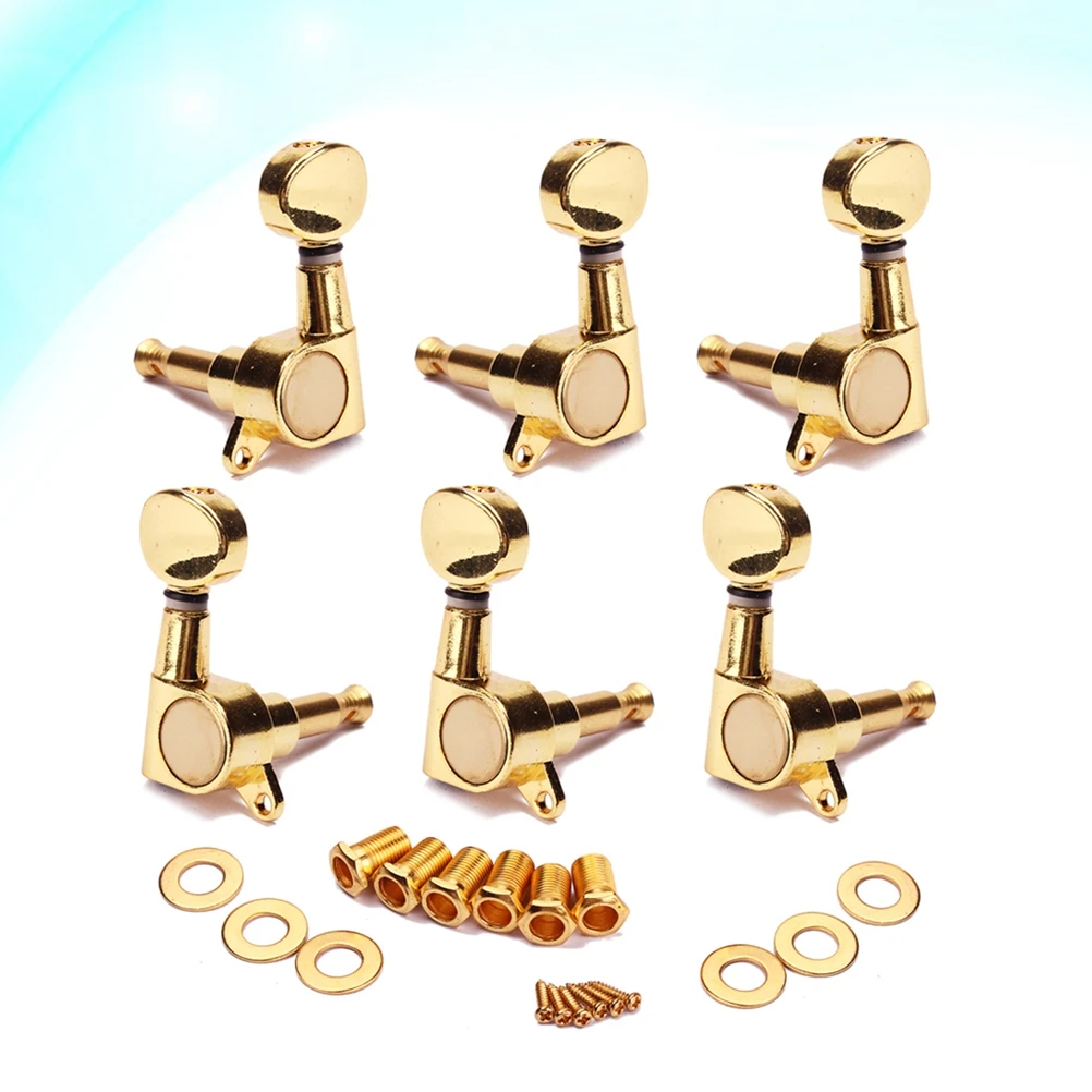 

6 pcs 6 Golden Electric Guitar Tuning Pegs Keys Machine Heads Sealed Locking with Chrome Finish for Classical Guitar