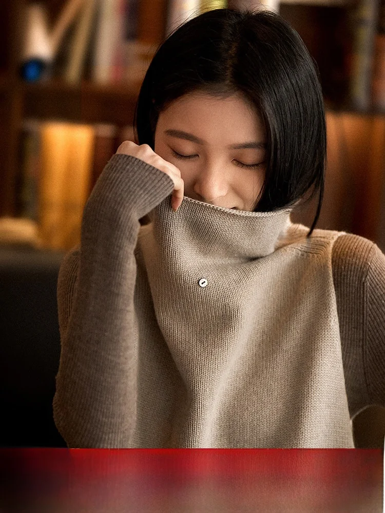 

Вязаный жилет Xhange Camere с высоким воротником, классический дизайн, шерстяной, женский кардиган, повседневный, для работы, стандартный крой