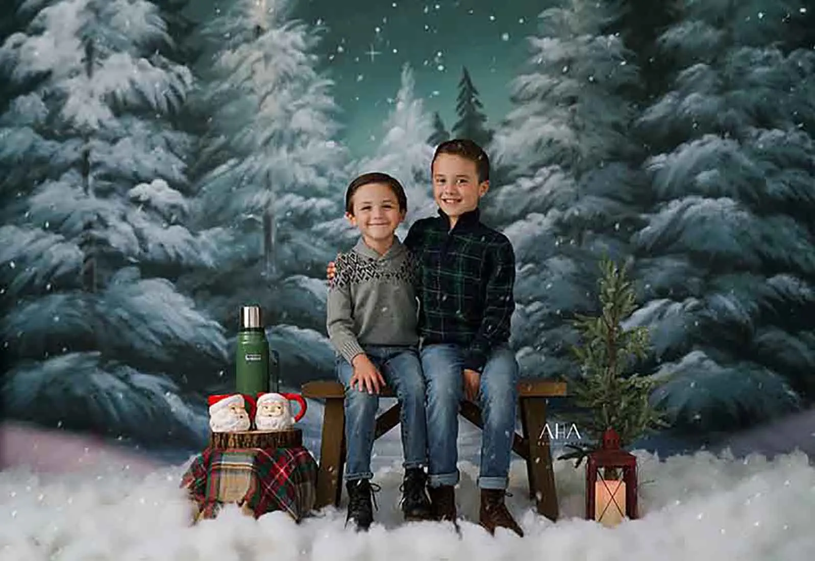 Snowy Spruce Forest Backdrops Kids Photocall Adult Child Photography Props Winter Christmas Jungle Photo Studio Backgrounds