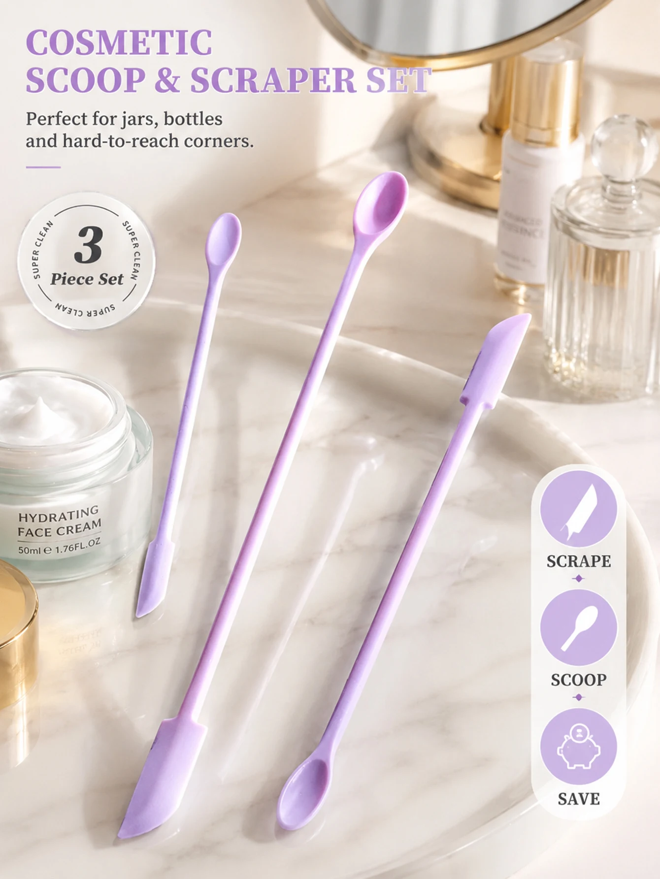 Zero Waste Kit Travel - 3Pcs Makeup Spatula Set Double Ended
