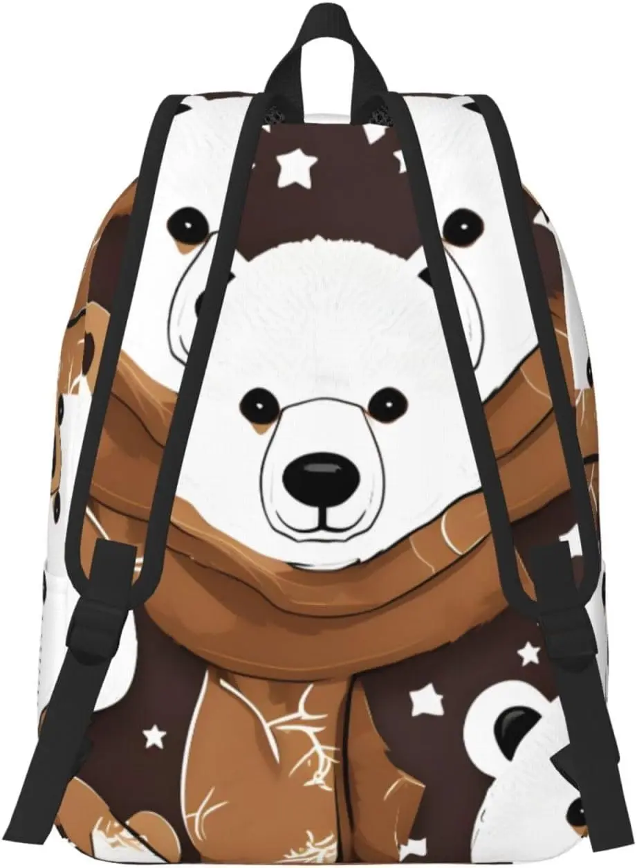White bear brown bear Fashionable and lightweight canvas backpack, fit for casual travel, easy to carry your life