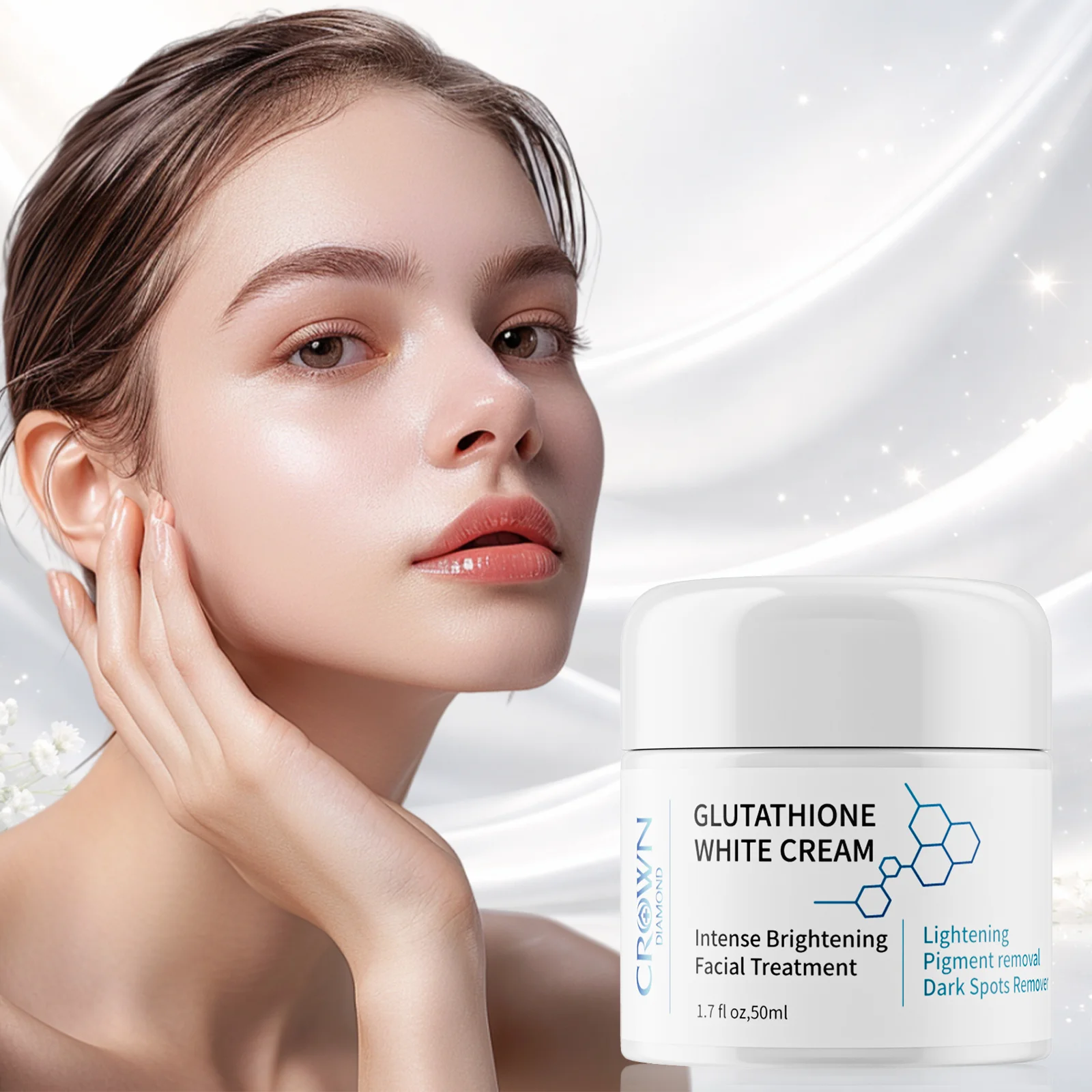 Crème éclaircissante naturelle au glutathion pour le visage, soin anti-taches, anti-mélasma, anti-mé